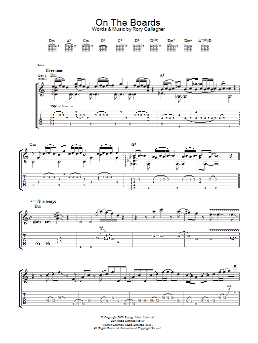 Taste On The Boards sheet music notes and chords arranged for Guitar Tab