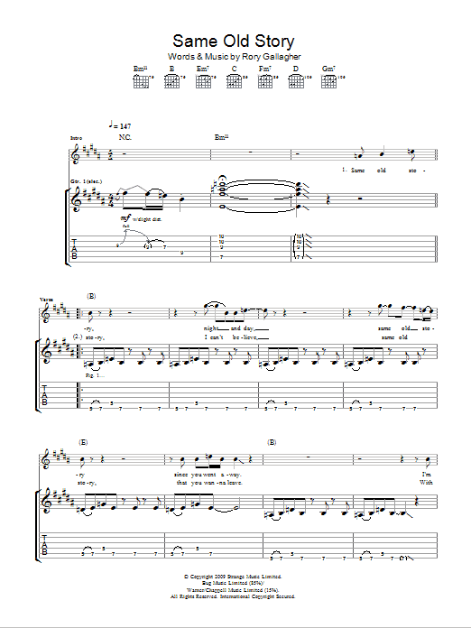 Taste Same Old Story sheet music notes and chords arranged for Guitar Tab