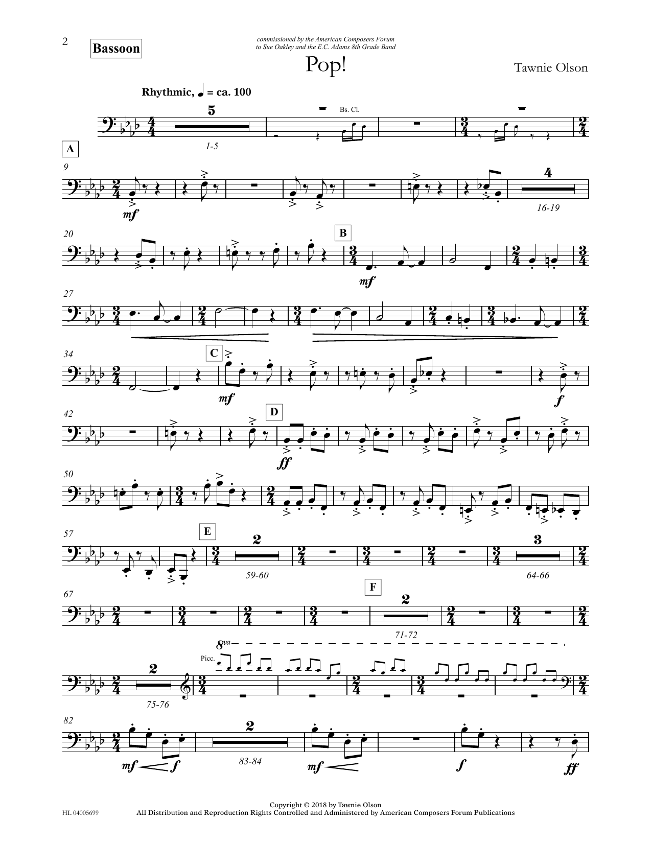 Tawnie Olson Pop! - Bassoon sheet music notes and chords arranged for Concert Band