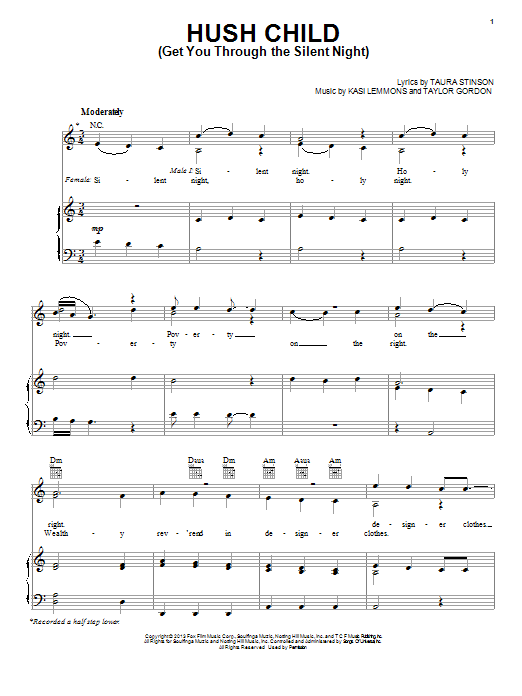 Taylor Gordon Hush Child (Get You Through The Silent Night) sheet music notes and chords arranged for Piano, Vocal & Guitar Chords (Right-Hand Melody)