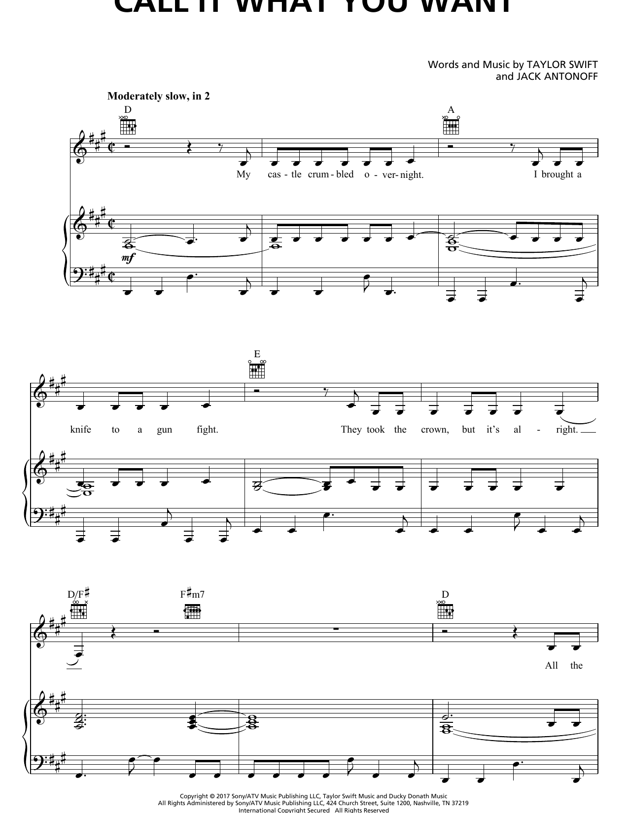 Taylor Swift Call It What You Want sheet music notes and chords arranged for Piano, Vocal & Guitar Chords (Right-Hand Melody)
