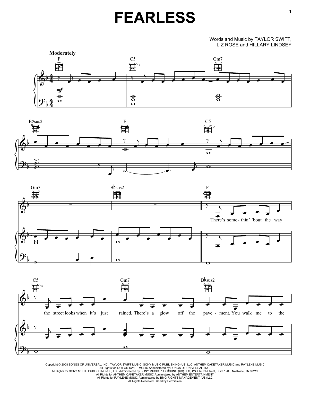 Taylor Swift Fearless sheet music notes and chords arranged for Alto Sax Solo