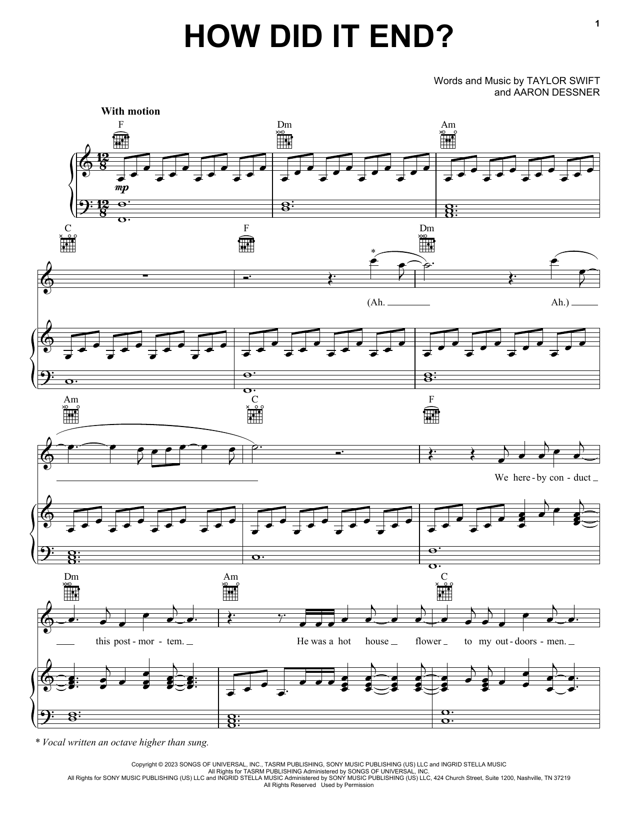 Taylor Swift How Did It End? sheet music notes and chords arranged for Piano, Vocal & Guitar Chords (Right-Hand Melody)