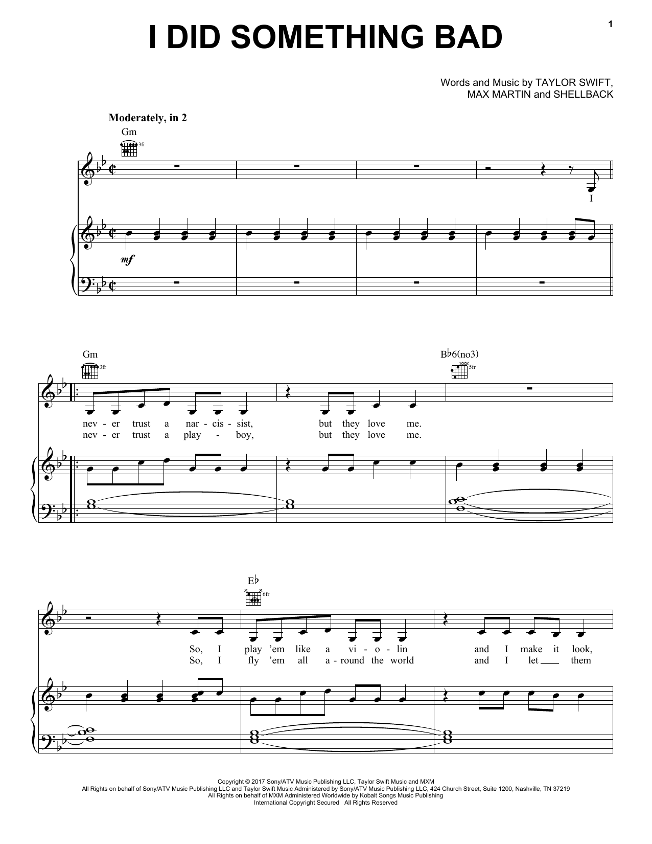 Taylor Swift I Did Something Bad sheet music notes and chords arranged for Easy Guitar Tab