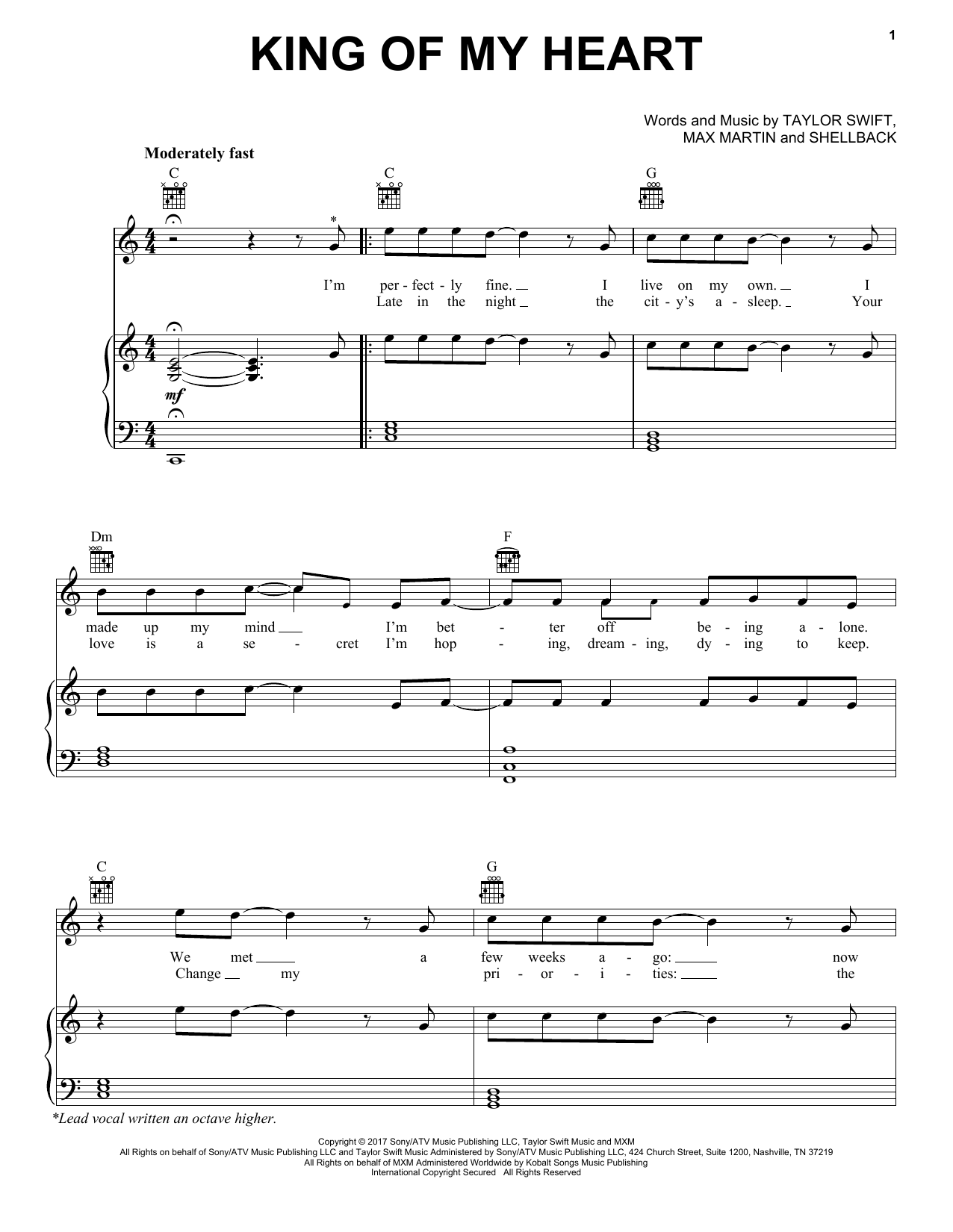 Taylor Swift King Of My Heart sheet music notes and chords arranged for Easy Guitar Tab