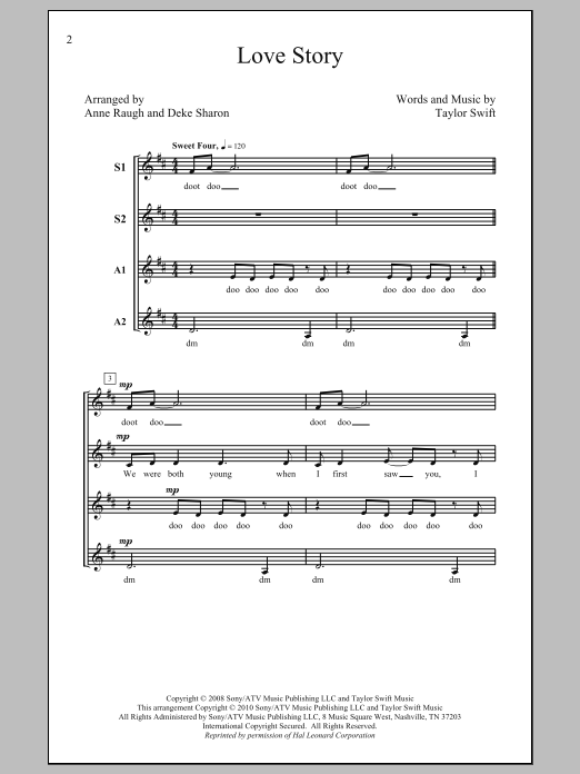 Taylor Swift Love Story (arr. Deke Sharon) sheet music notes and chords arranged for SSA Choir