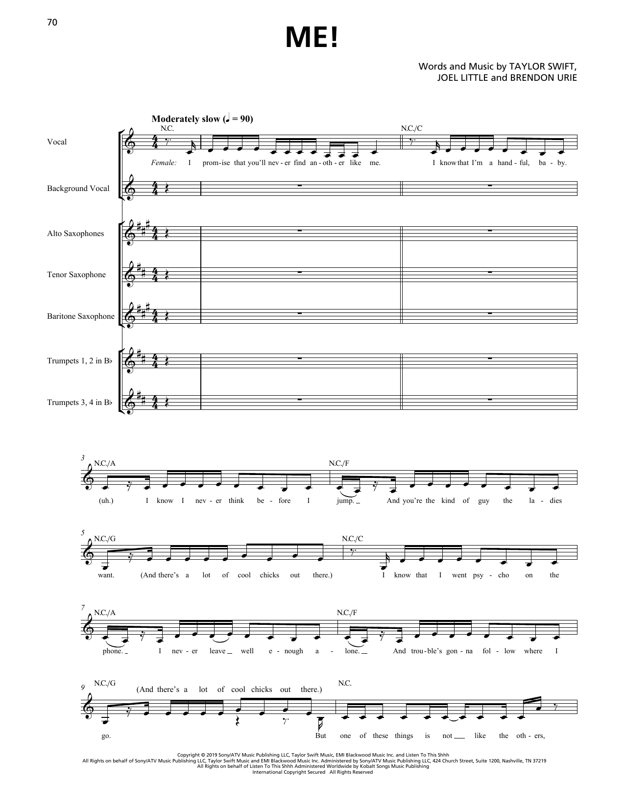 Taylor Swift ME! (Horn Section) sheet music notes and chords arranged for Transcribed Score