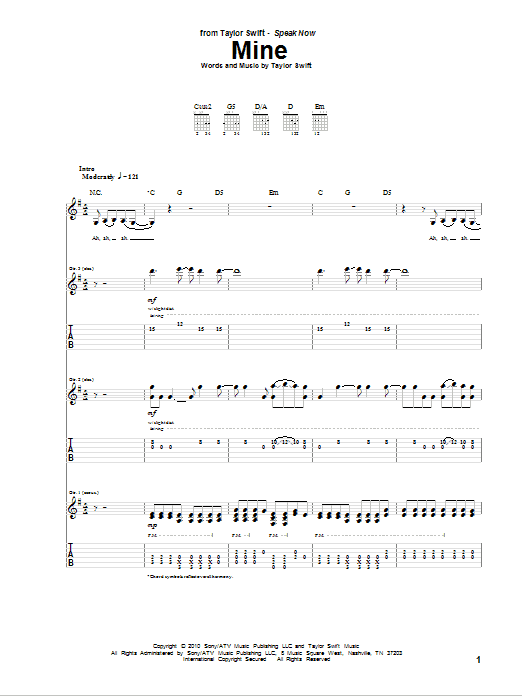 Taylor Swift Mine sheet music notes and chords arranged for Super Easy Piano