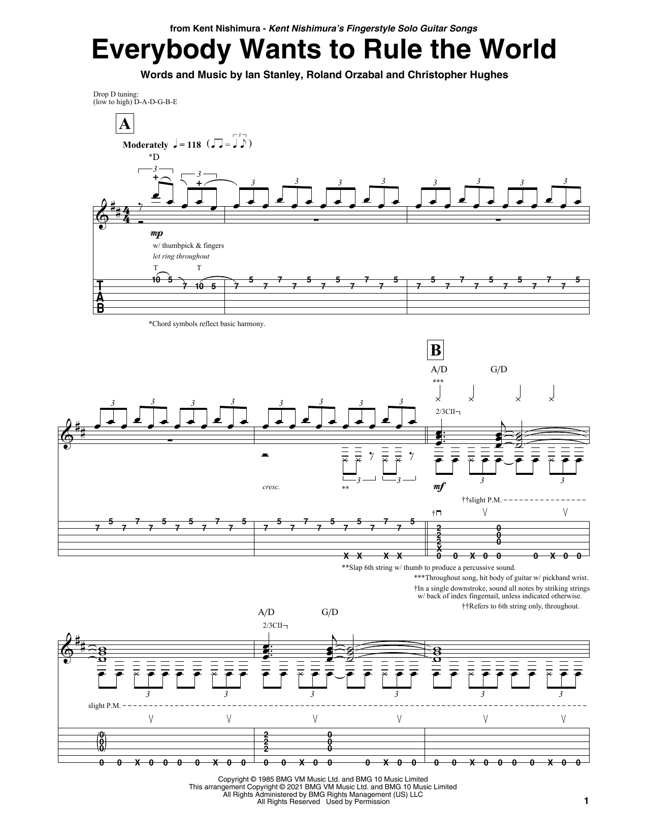 Tears For Fears Everybody Wants To Rule The World (arr. Kent Nishimura) sheet music notes and chords arranged for Solo Guitar