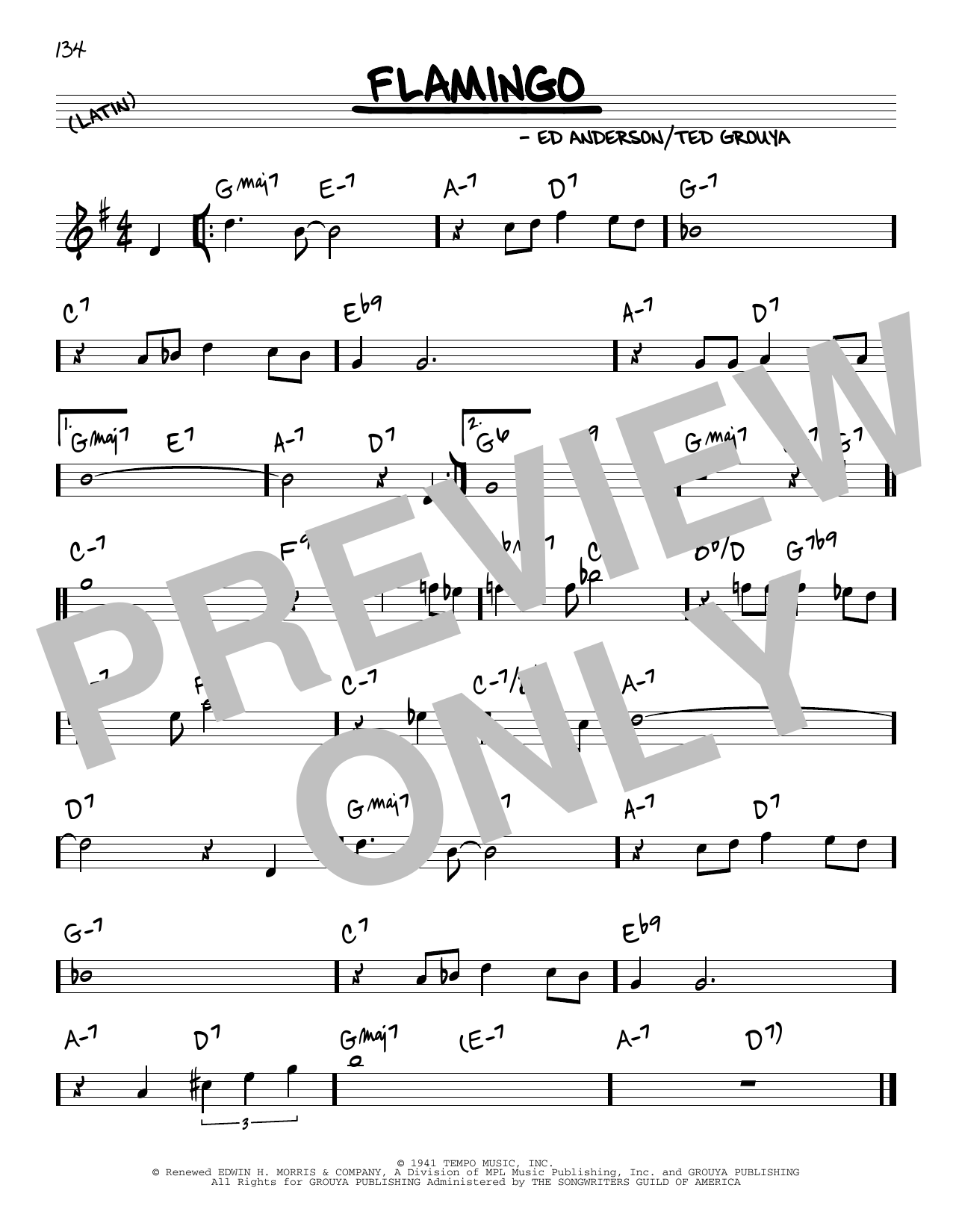 Ted Grouya and Ed Anderson Flamingo sheet music notes and chords arranged for Real Book – Melody & Chords