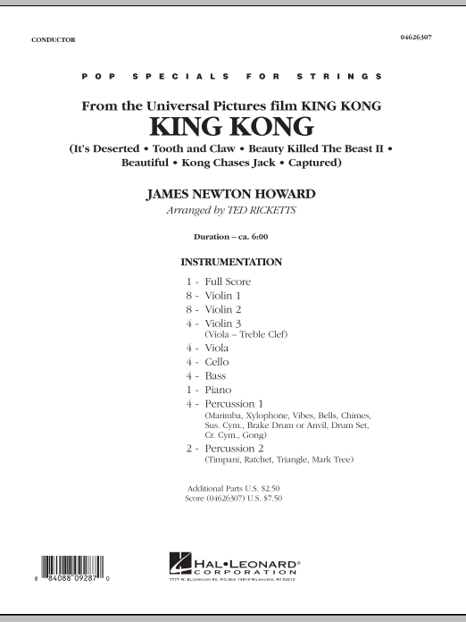 Ted Ricketts King Kong - Full Score sheet music notes and chords arranged for Orchestra
