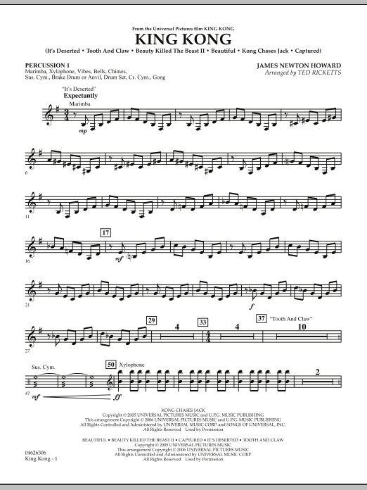Ted Ricketts King Kong - Percussion 1 sheet music notes and chords arranged for Orchestra