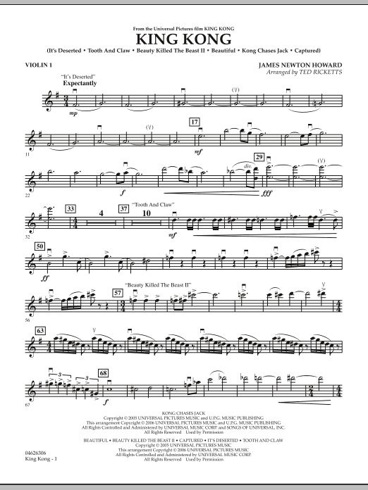 Ted Ricketts King Kong - Violin 1 sheet music notes and chords arranged for Orchestra