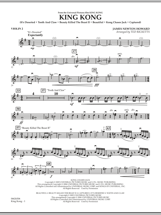 Ted Ricketts King Kong - Violin 2 sheet music notes and chords arranged for Orchestra