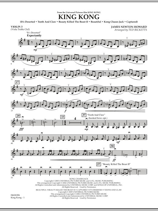 Ted Ricketts King Kong - Violin 3 (Viola T.C.) sheet music notes and chords arranged for Orchestra