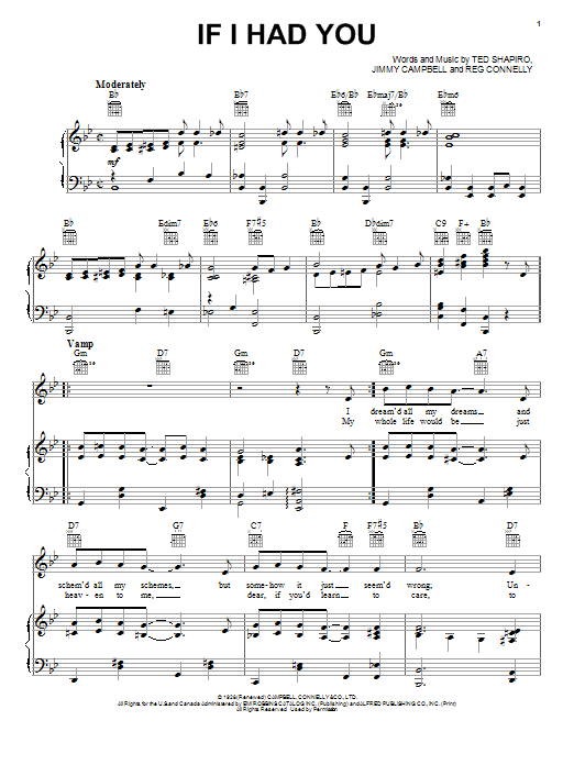 Ted Shapiro If I Had You sheet music notes and chords arranged for Piano, Vocal & Guitar Chords (Right-Hand Melody)