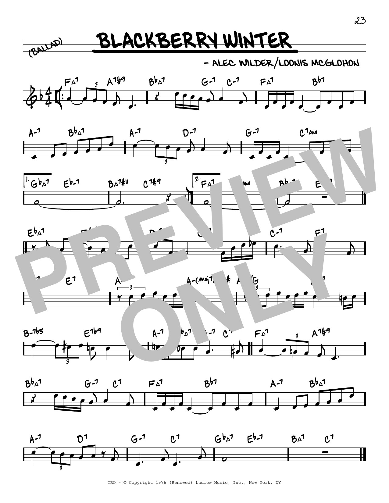 Teddi King Blackberry Winter (arr. David Hazeltine) sheet music notes and chords arranged for Real Book – Enhanced Chords
