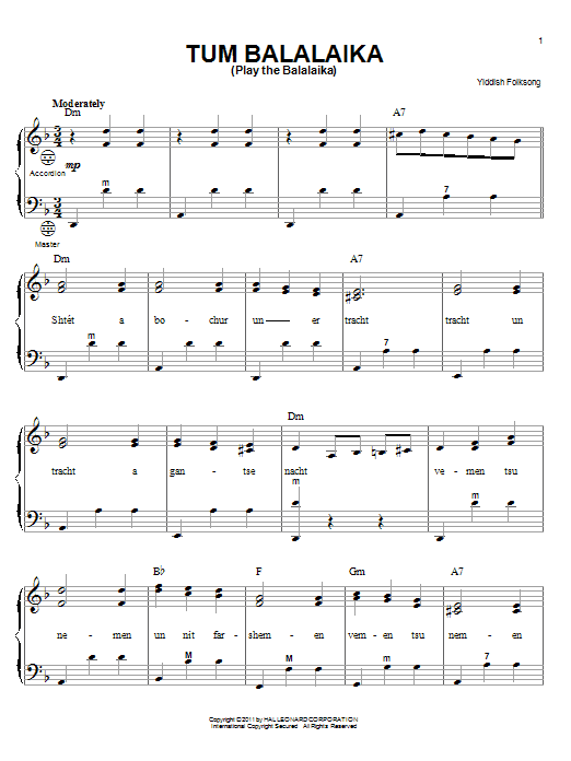 Teddi Schwartz Tum Balalaika (Play the Balalaika) sheet music notes and chords arranged for Accordion