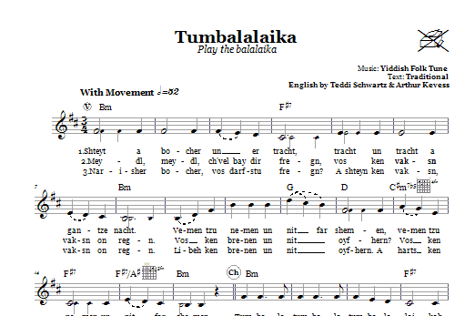 Teddi Schwartz Tumbalalaika (Play The Balalaika) sheet music notes and chords arranged for Lead Sheet / Fake Book