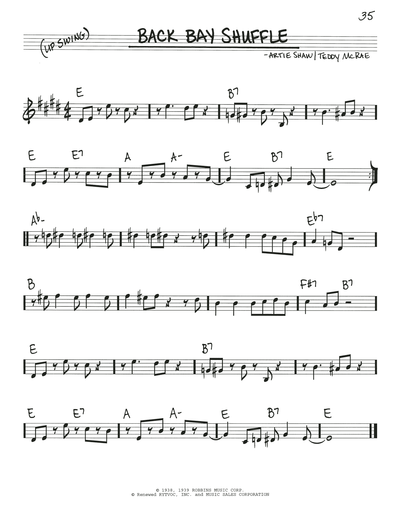 Teddie MacRae Back Bay Shuffle sheet music notes and chords arranged for Real Book – Melody & Chords