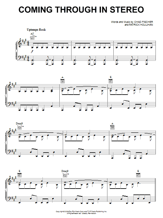 Teddy Geiger Coming Through In Stereo sheet music notes and chords arranged for Piano, Vocal & Guitar Chords (Right-Hand Melody)