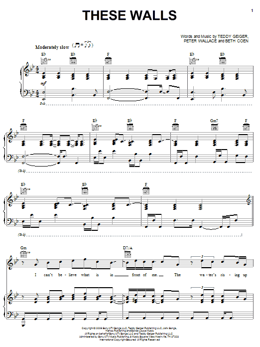 Teddy Geiger These Walls sheet music notes and chords arranged for Piano, Vocal & Guitar Chords (Right-Hand Melody)
