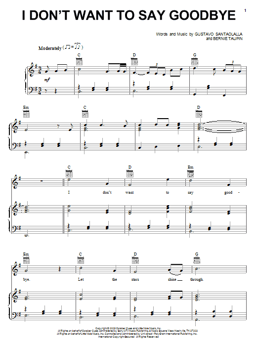 Teddy Thompson I Don't Want To Say Goodbye sheet music notes and chords arranged for Piano, Vocal & Guitar Chords (Right-Hand Melody)