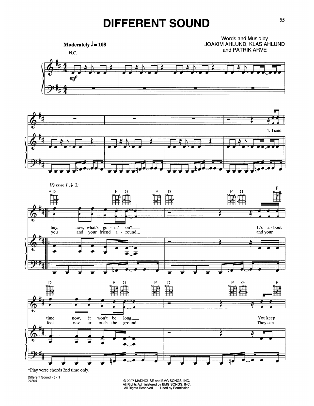 Teddybears Different Sound (feat. Malte) (from Music And Lyrics) sheet music notes and chords arranged for Piano, Vocal & Guitar Chords (Right-Hand Melody)