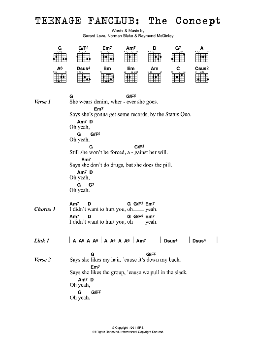 Teenage Fanclub The Concept sheet music notes and chords arranged for Guitar Chords/Lyrics
