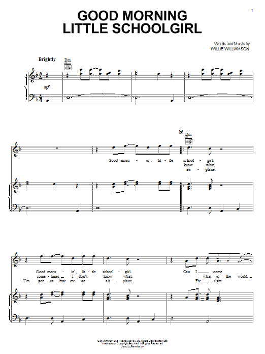 Ten Years After Good Morning Little Schoolgirl sheet music notes and chords arranged for Piano, Vocal & Guitar Chords (Right-Hand Melody)