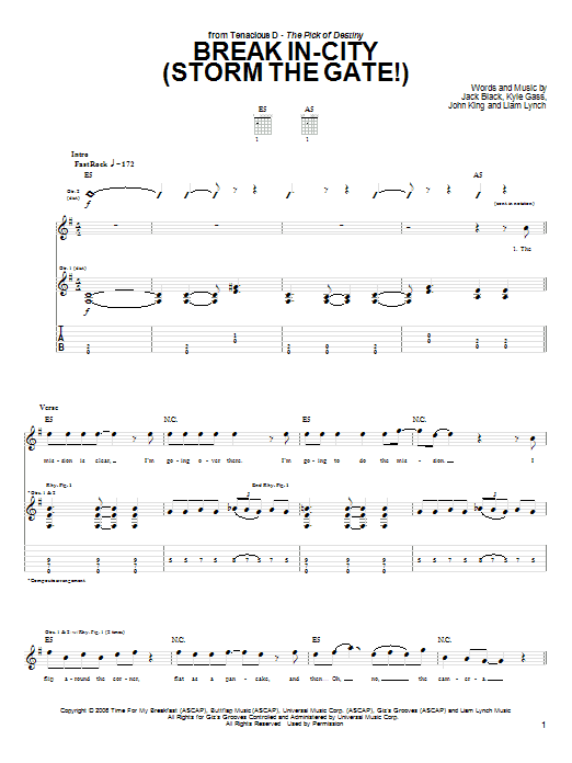 Tenacious D Break In-City (Storm The Gate!) sheet music notes and chords arranged for Guitar Tab