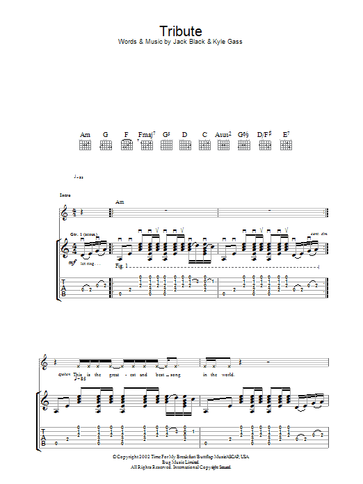 Tenacious D Tribute sheet music notes and chords arranged for Guitar Tab