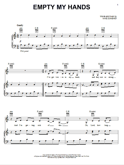 Tenth Avenue North Empty My Hands sheet music notes and chords arranged for Piano, Vocal & Guitar Chords (Right-Hand Melody)