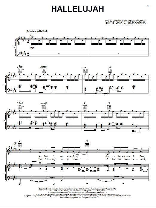 Tenth Avenue North Hallelujah sheet music notes and chords arranged for Piano, Vocal & Guitar Chords (Right-Hand Melody)