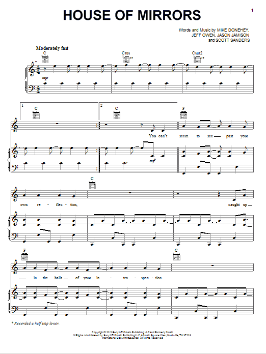 Tenth Avenue North House Of Mirrors sheet music notes and chords arranged for Piano, Vocal & Guitar Chords (Right-Hand Melody)