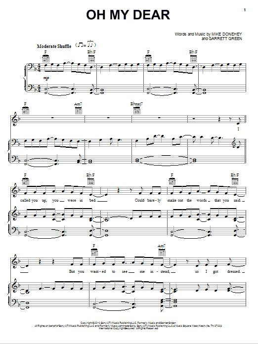 Tenth Avenue North Oh My Dear sheet music notes and chords arranged for Piano, Vocal & Guitar Chords (Right-Hand Melody)