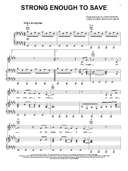 Tenth Avenue North Strong Enough To Save sheet music notes and chords arranged for Piano, Vocal & Guitar Chords (Right-Hand Melody)
