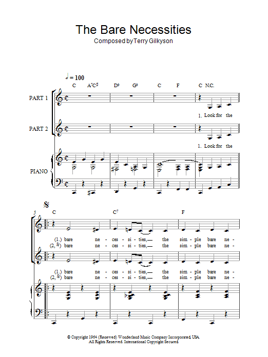 Terry Gilkyson The Bare Necessities (arr. Rick Hein) sheet music notes and chords arranged for 2-Part Choir