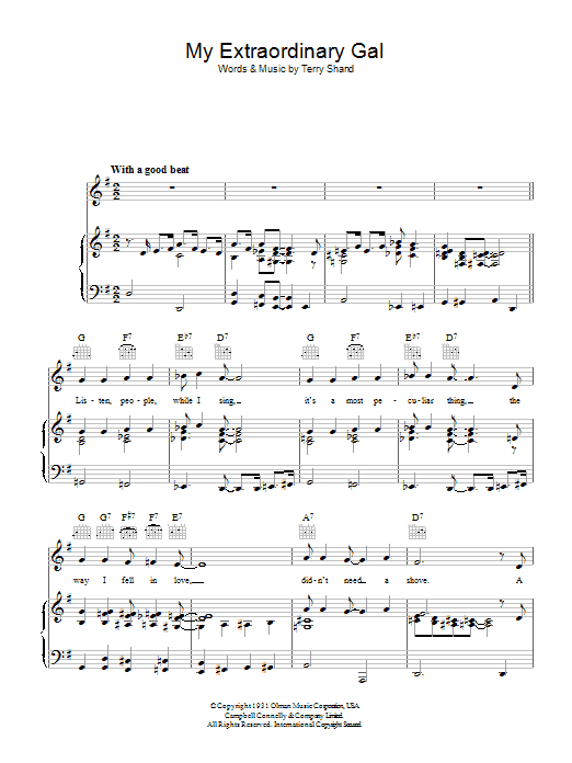 Terry Shand My Extraordinary Gal sheet music notes and chords arranged for Piano, Vocal & Guitar Chords