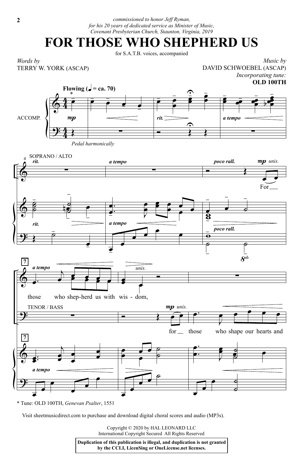 Terry W. York and David Schwoebel For Those Who Shepherd Us sheet music notes and chords arranged for SATB Choir