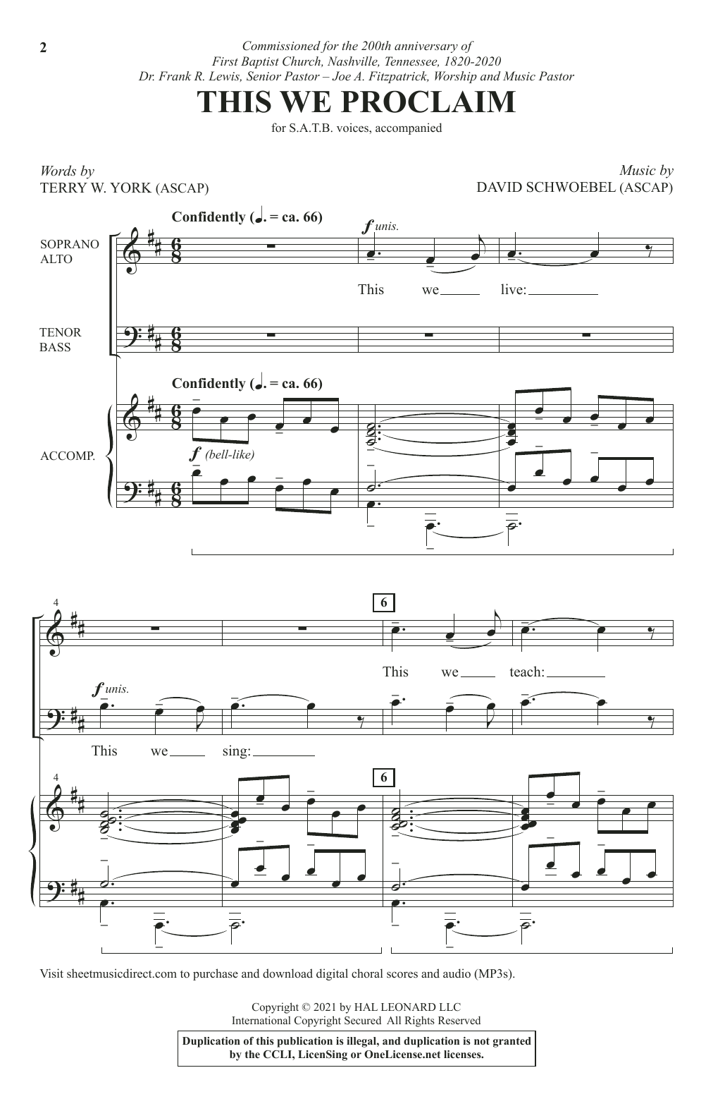 Terry W. York and David Schwoebel This We Proclaim sheet music notes and chords arranged for SATB Choir