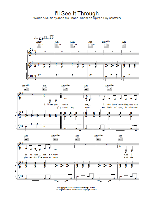 Texas I'll See It Through sheet music notes and chords arranged for Piano, Vocal & Guitar Chords