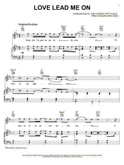 The Afters Love Lead Me On sheet music notes and chords arranged for Piano, Vocal & Guitar Chords (Right-Hand Melody)