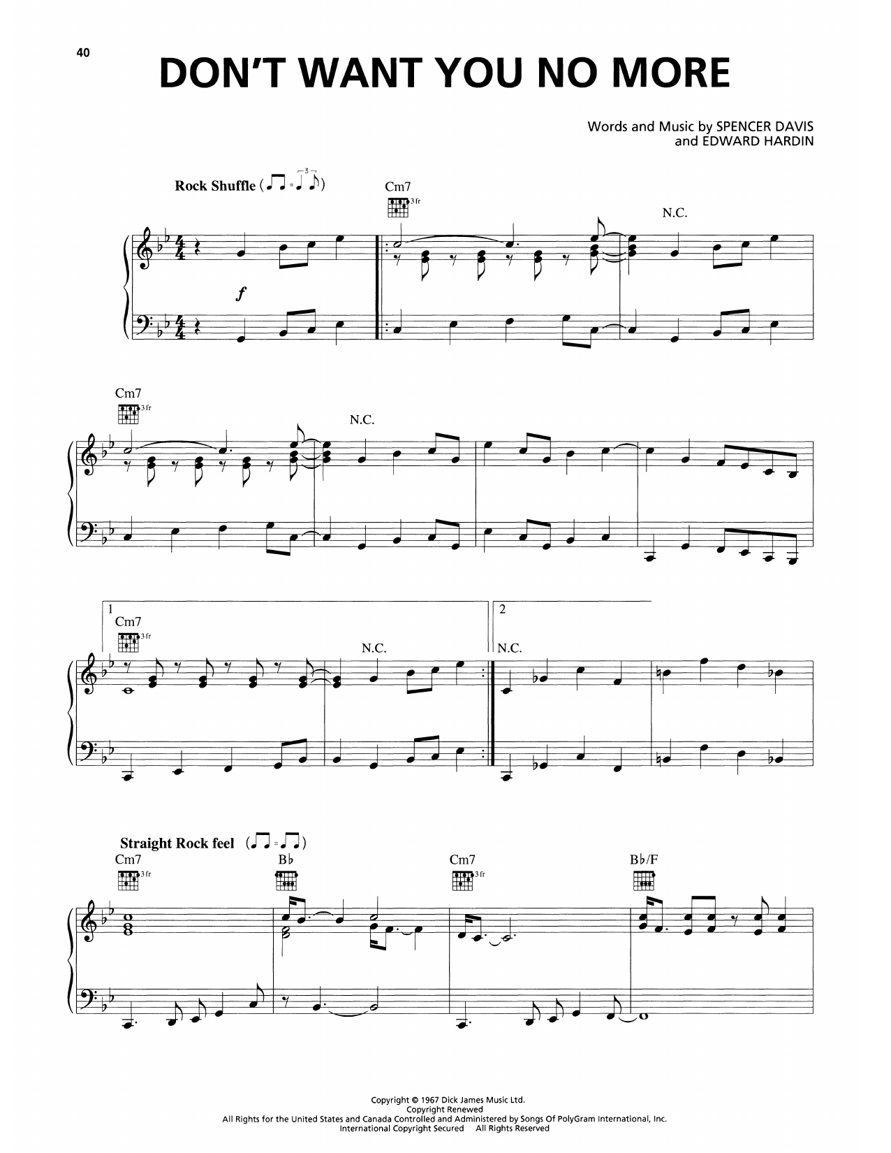 The Allman Brothers Band Don't Want You No More sheet music notes and chords arranged for Piano Solo