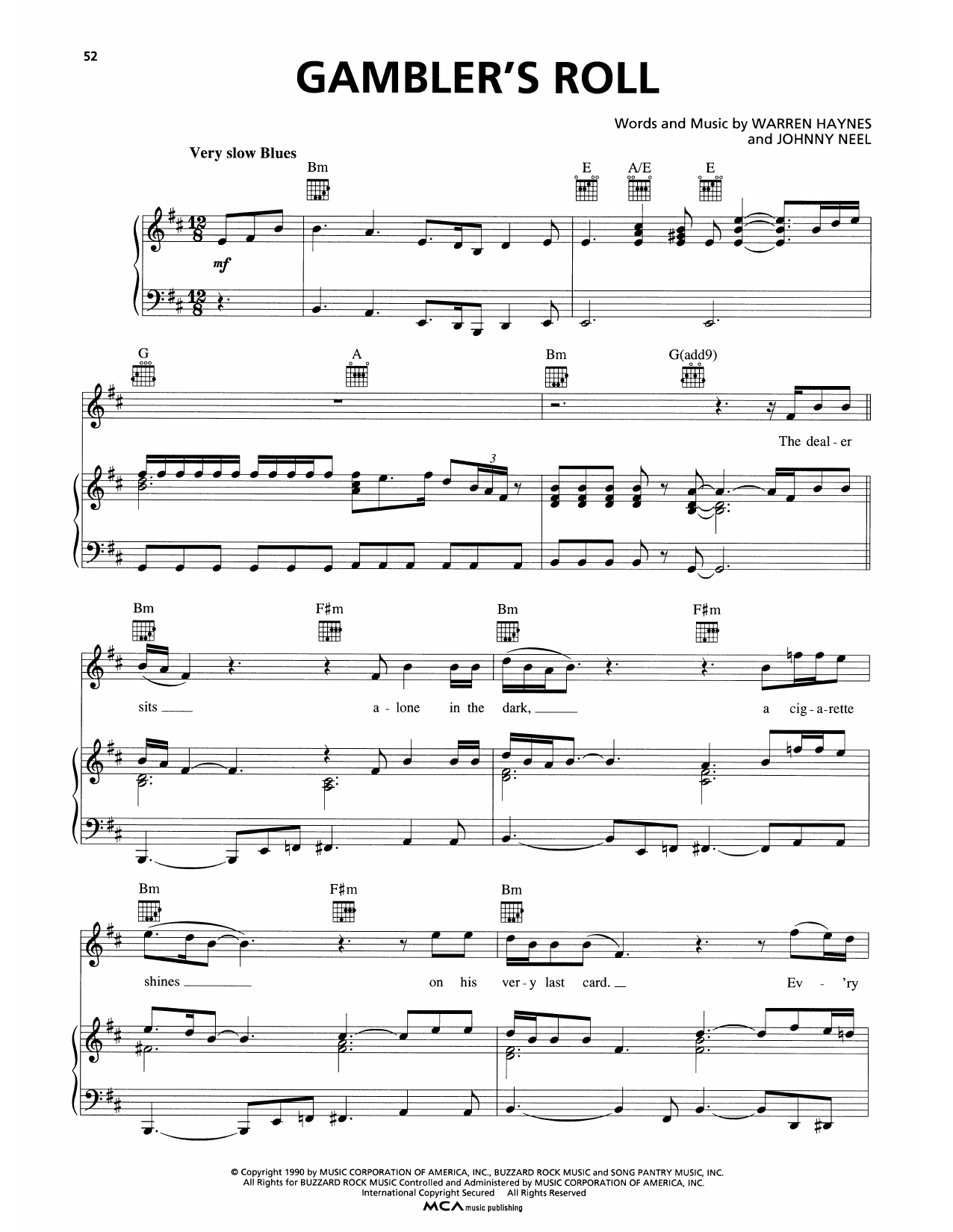 The Allman Brothers Band Gambler's Roll sheet music notes and chords arranged for Piano, Vocal & Guitar Chords (Right-Hand Melody)