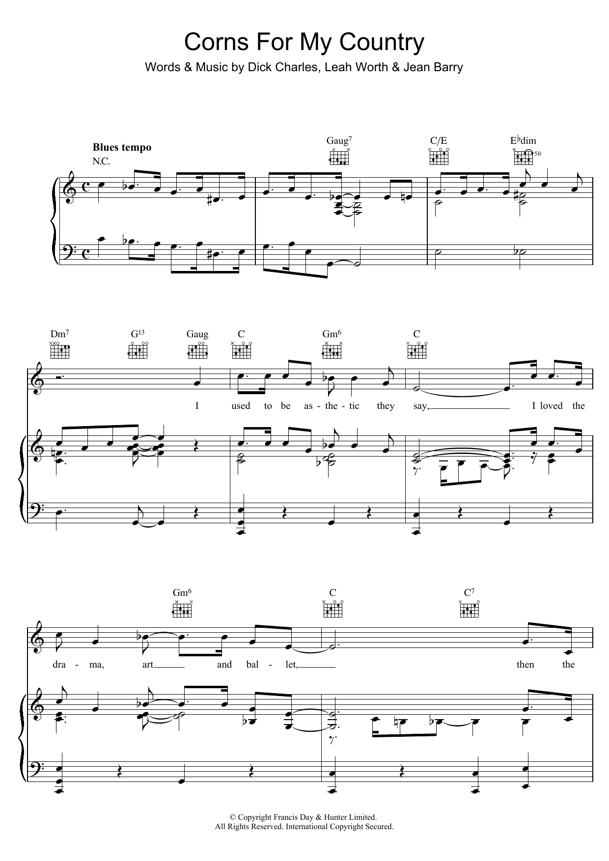 The Andrews Sisters Corns For My Country sheet music notes and chords arranged for Piano, Vocal & Guitar Chords