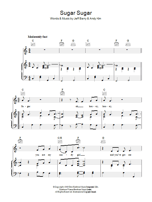 The Archies Sugar, Sugar sheet music notes and chords arranged for UkeBuddy