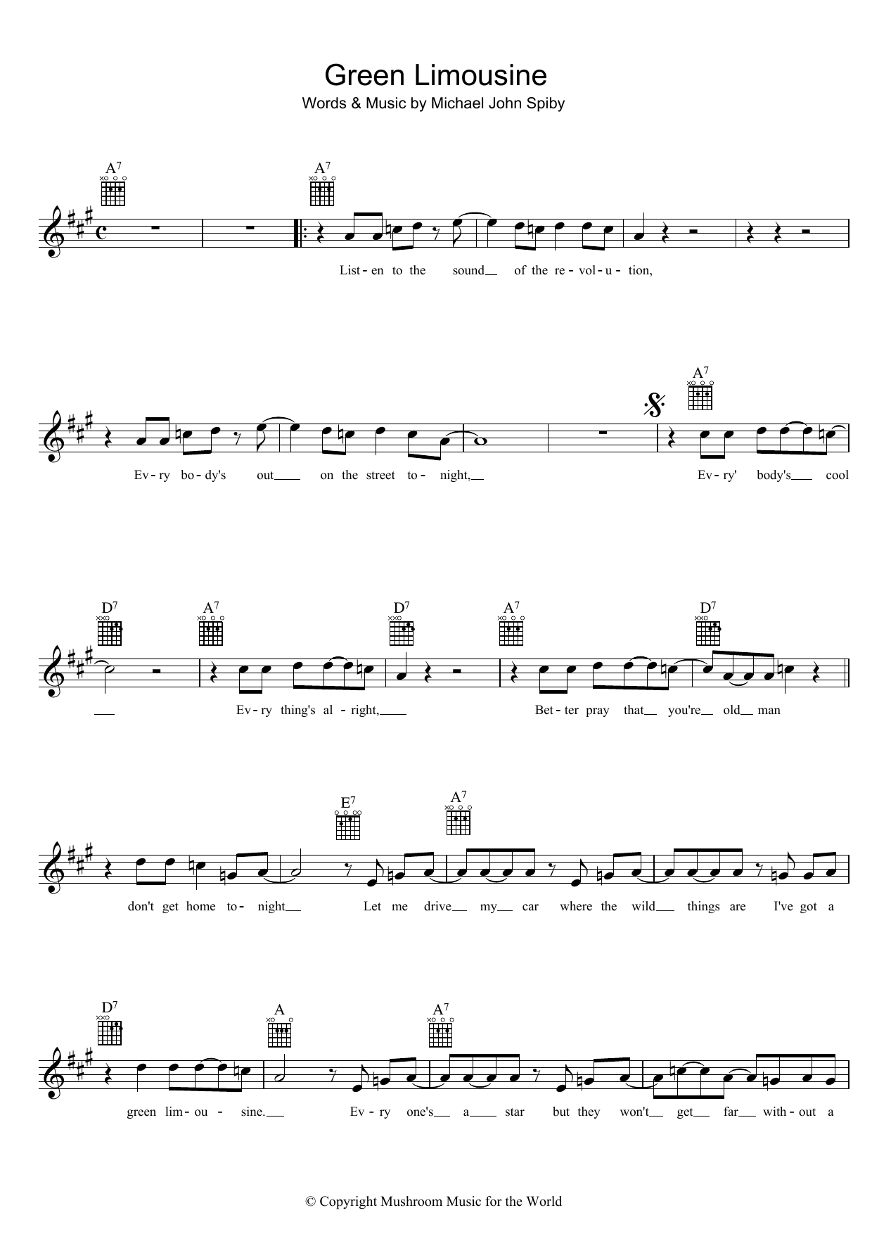 The Badloves Green Limousine sheet music notes and chords arranged for Lead Sheet / Fake Book