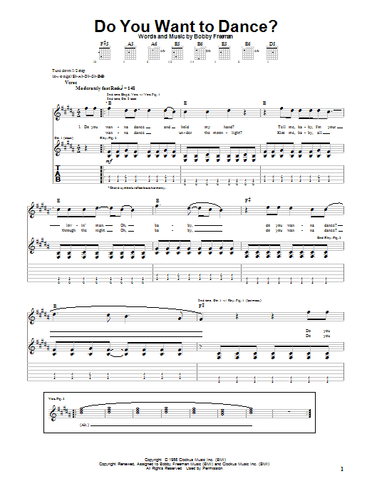 The Beach Boys Do You Want To Dance? sheet music notes and chords arranged for Piano, Vocal & Guitar Chords