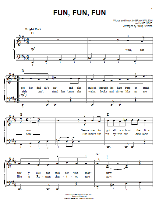 The Beach Boys Fun, Fun, Fun (arr. Phillip Keveren) sheet music notes and chords arranged for Easy Piano